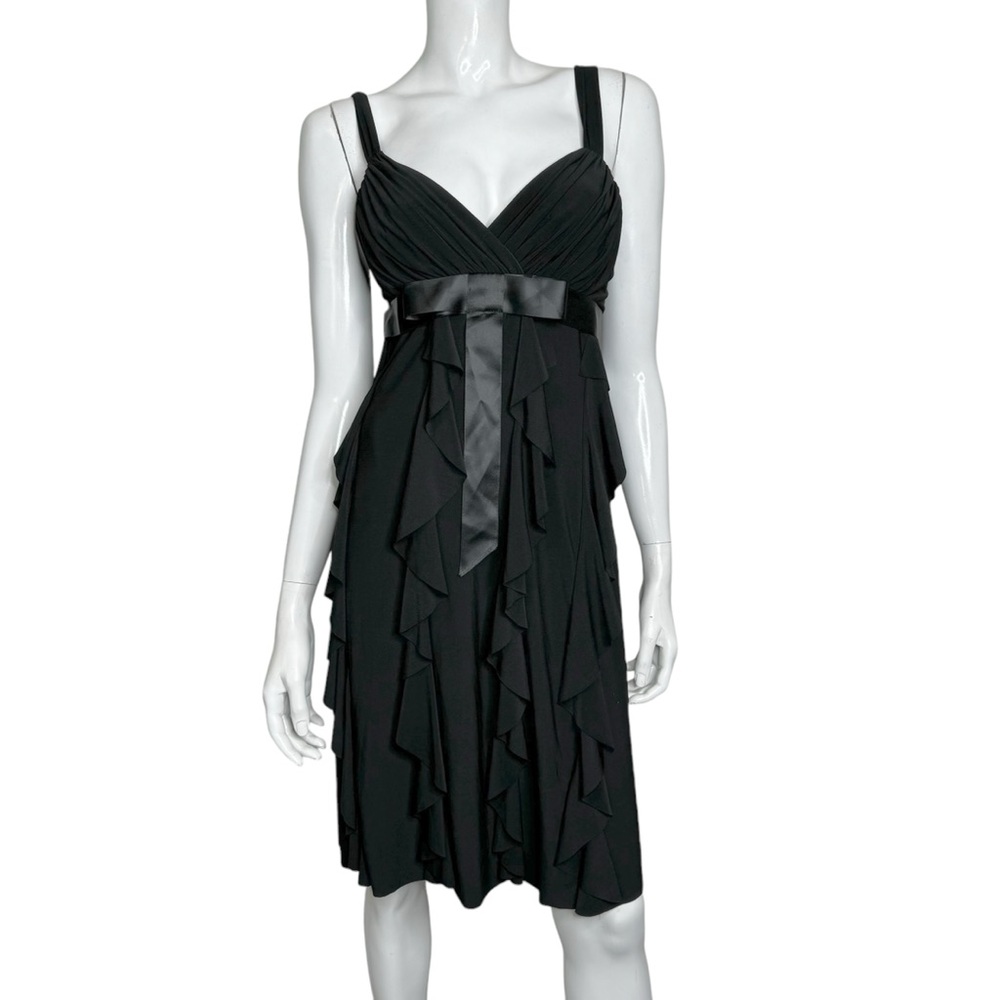 BORA USA Sleeveless Ruffled Black Midi Dress‎